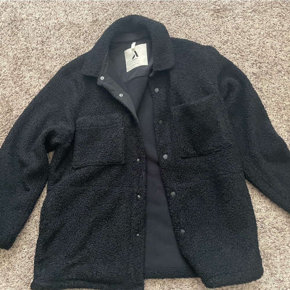 Cozy sherpa black coat